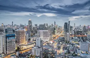 Asia, Southeast Asia, Bangkok. View of tall buildings in Bangkoks Central Business