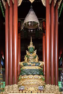 Wat Phra Kaew Prints: Asia, Thailand, Chiang Rai; Wat Phra Kaew ; replica of the Emerald Buddha - Thailand's national talisman