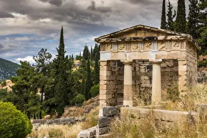 Central Greece Prints: Athenian Treasury, Delphi, Central Greece, Greece