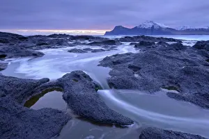 April Prints: Atlantic waves surge over the black basalt ledges at Gjogv on the island of Eysturoy