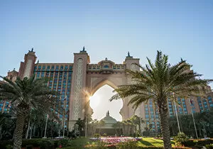 Luxurious Collection: Atlantis The Palm Luxury Hotel at sunrise, Palm Jumeirah artificial island, Dubai