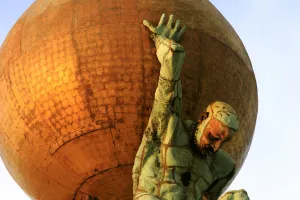 Atlas Prints: An Atlas Hold a Golden Ball Upon Which Giuseppe Benonis Fortune Stands, Venice