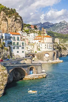 Atrani, Amalfi coast, Salerno, Campania, Italy. Atrani village at sunset