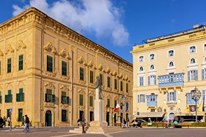 Historic Buildings Prints: Auberge de Castille in Castille Square, Valletta, Malta, Southern Europe