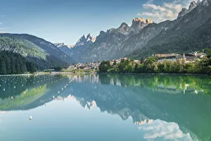auronzo di cadore and the lake of santa caterina, in the background the Tre Cime di