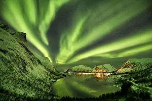 Aurora Borealis over Fjord, Senja, Norway