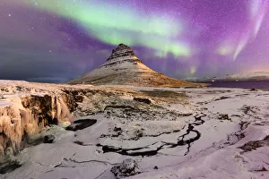 Northern Lights Prints: Aurora Borealis over Kirkjufell Waterfall, Snaefellsnes National Park