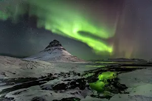 Kirkjufell Prints: Aurora Borealis (Northern Lights) over Kirkjufell (Church Mountain)