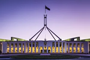 Australia, Australian Capital Territory, ACT, Canberra, Parliament House, dusk