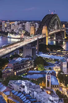 Images Dated 8th September 2014: Australia, New South Wales, NSW, Sydney, The Rocks area, Sydney Harbour Bridge, elevated