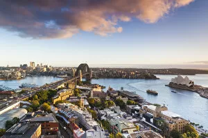 Images Dated 8th September 2014: Australia, New South Wales, NSW, Sydney, Sydney Harbour Bridge, elevated view, dawn