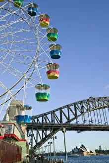 Australia, New South Wales, Sydney, Sydney Harbour Bridge & Luna Park Amusement