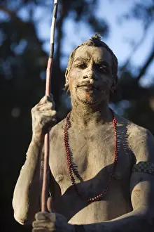 Customs Prints: Australia, Queensland, Laura. Indigenous dancer from the Lockhart River community at the Laura Aboriginal