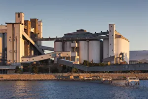 Australia, South Australia, Yorke Peninsula, Wallaroo, grain silos, dusk