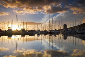 Scen Ic Prints: Australia, Tasmania, Hobart. Sunrise over Sandy Bay marina