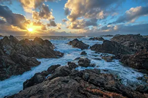 Southern Ocean Prints: Australia, Tasmania, Tarkine Coast, Couta rocks, sunset