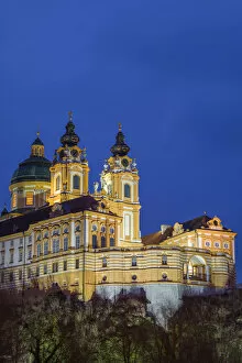Images Dated 1st August 2017: Austria, Lower Austria, Melk, Melk Abbey, dusk
