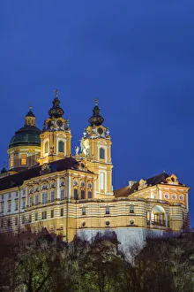Images Dated 1st August 2017: Austria, Lower Austria, Melk, Melk Abbey, dusk