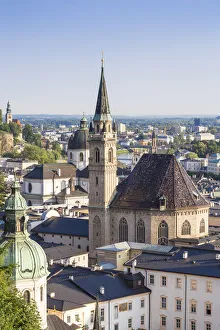 Austria, Salzburg, View of Old City, int he foreground are Petersfriedhof, St