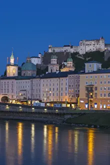 Old Town Hall Prints: Austria, Salzburg, View of Salzach River and the Altstadt - The Old City