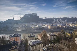 Images Dated 1st August 2017: Austria, Salzburgerland, Salzburg, elevated city view from the Kapuzinerberg, morning