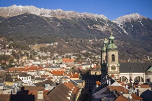 Austria, Tyrol, Innsbruck, elevated view of the Dom cathedral