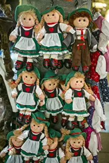 Dolls Prints: Austria, Tyrol, Innsbruck, souvenir dolls in traditional Austrian clothes