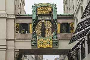 Austria, Vienna, Ankeruhr clock, Hoher Markt square, Viennese Secession style