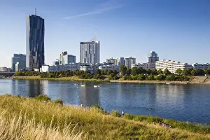 Tower Blocks Prints: Austria, Vienna, Donau City reflecting in New Danube River
