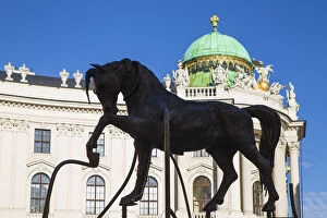 Austria, Vienna, Equestrian statue infront of Hofburg Palace - former imperial palace