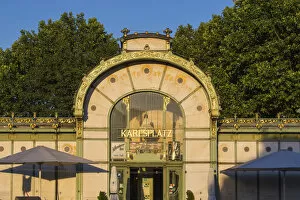 Austria, Vienna, Karlsplatz, Stadtbahn Pavillons designed by Otto Wagner this one