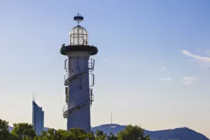 Light Houses Collection: Austria, Vienna, Lighthouse on Danube river island