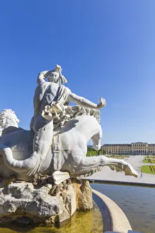 Schloss Schonbrunn Prints: Austria, Vienna, Schonbrunn Palace, Neptune fountain - Neptunbrunnen