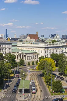Trams Prints: Austria, Vienna, View of City