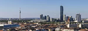 Images Dated 31st August 2017: Austria, Vienna, View of city Skyline looking towards DC Tower at Donau City - to