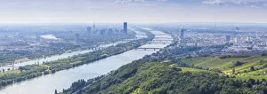 Images Dated 31st August 2017: Austria, Vienna, View of the River Danube and Vienna looking towards Donau City