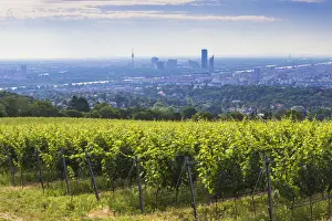 Austria, Vienna, View of the River Danube and Vienna looking towards Donau City