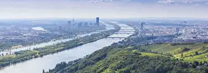 Tower Blocks Prints: Austria, Vienna, View of the River Danube and Vienna looking towards Donau City