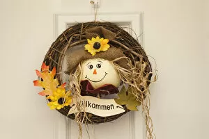 Austria, Wachau, Melk, Doorway Welcome Wreath