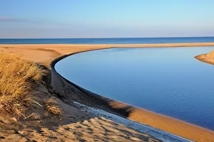 Copy Space Prints: Autrain River and sand dunes along the shore of Lake Superior, Autrain, Michigan, USA