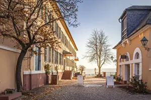 Rheingau Prints: Autumn afternoon at the viewing terrace of Johannisberg Castle, Rheingau, Hesse, Germany