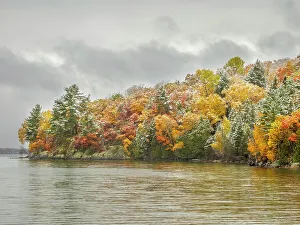 Snowfall Prints: Autumn Color and Snow on Lake Superior at Batchawana Bay, Ontario, Canada