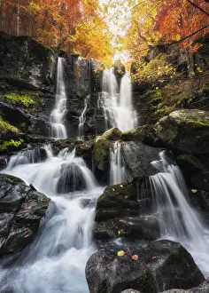 Autumn at Dardagna waterfalls, Corno Alle Scale Regional Park, Lizzano in Belvedere, Bologna province, Emilia Romagna, Italy