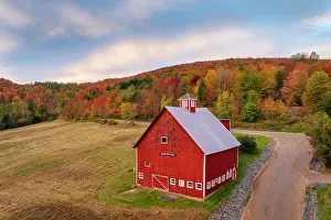 Pastoral Prints: Autumn at Grand View Farm, Green Mountains, Stowe, Vermont, USA