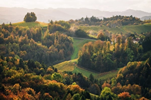 Styria Prints: Autumn landscape and hills near Spicnik, Slovenia