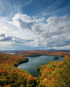 Autumn Leaf Prints: Autumn over Nichols Pond, Green Mountains, Woodbury, Vermont, USA