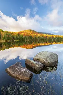 Michael Blanchette Prints: Autumn reflection on Noyes Pond (aka Seyon Pond) in autumn with rocks