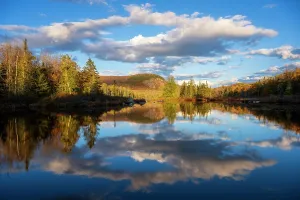 Autumn Leaf Prints: Autumn reflection in Turtlehead Pond with clouds