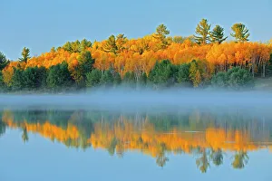 Symmetry Prints: Autumn reflection on the Wanapitei River Near Burwash, Ontario, Canada