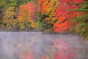 Fresh Water Prints: Autumn reflections in Pequawket Pond, Conway, New Hampshire, USA